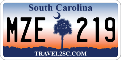 SC license plate MZE219