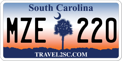 SC license plate MZE220