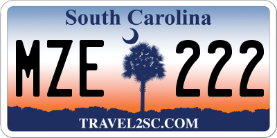 SC license plate MZE222