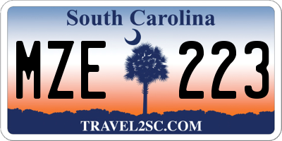 SC license plate MZE223