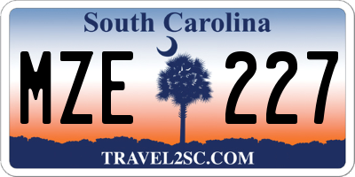 SC license plate MZE227