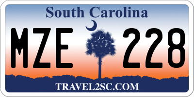SC license plate MZE228