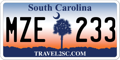 SC license plate MZE233