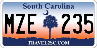 SC license plate MZE235