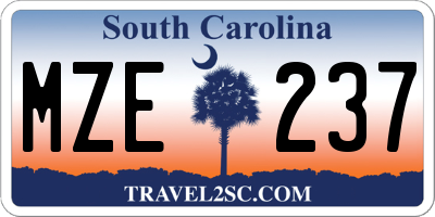 SC license plate MZE237
