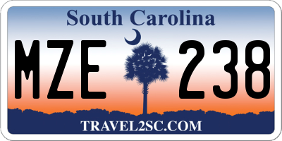 SC license plate MZE238