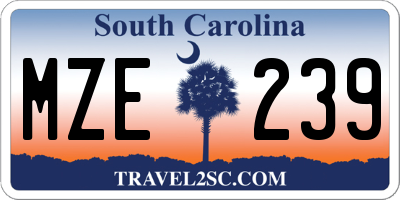 SC license plate MZE239