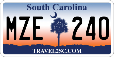 SC license plate MZE240