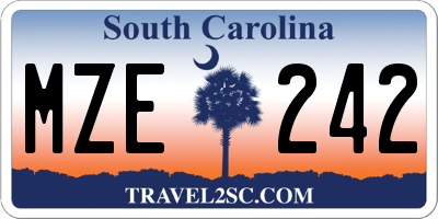 SC license plate MZE242