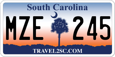 SC license plate MZE245