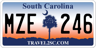 SC license plate MZE246