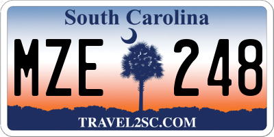 SC license plate MZE248