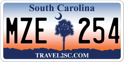 SC license plate MZE254