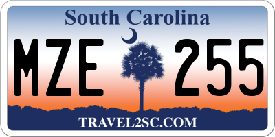 SC license plate MZE255