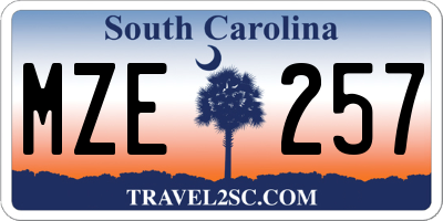 SC license plate MZE257
