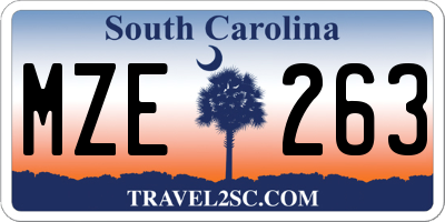 SC license plate MZE263
