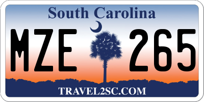 SC license plate MZE265