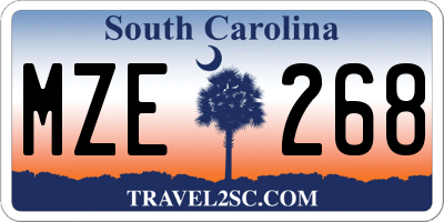 SC license plate MZE268