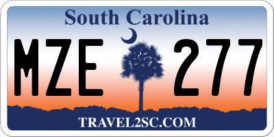 SC license plate MZE277