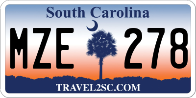 SC license plate MZE278
