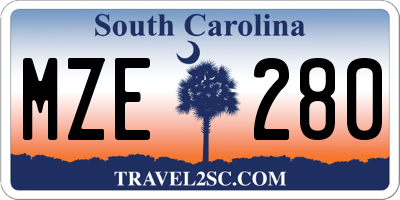 SC license plate MZE280