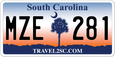 SC license plate MZE281