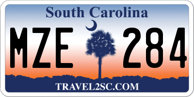 SC license plate MZE284