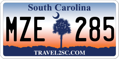 SC license plate MZE285