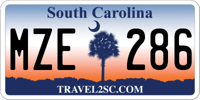 SC license plate MZE286