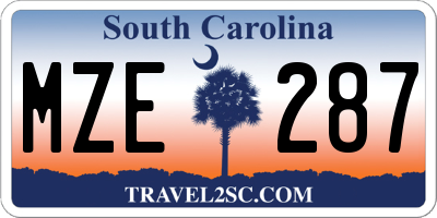 SC license plate MZE287