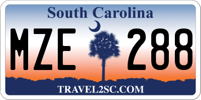 SC license plate MZE288