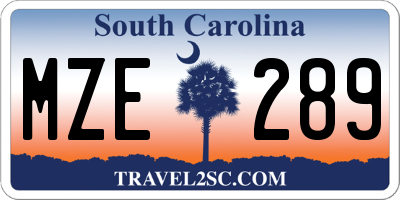 SC license plate MZE289