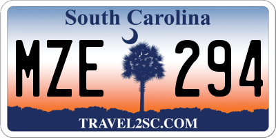 SC license plate MZE294