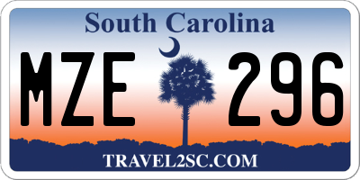 SC license plate MZE296