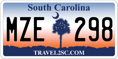 SC license plate MZE298