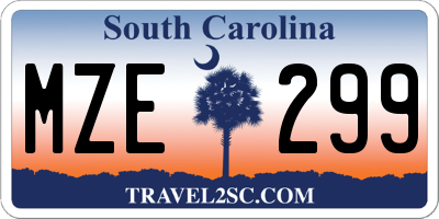 SC license plate MZE299