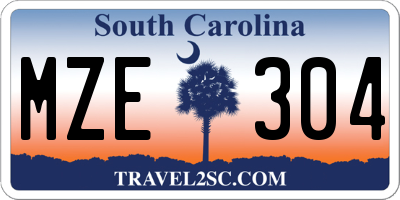 SC license plate MZE304