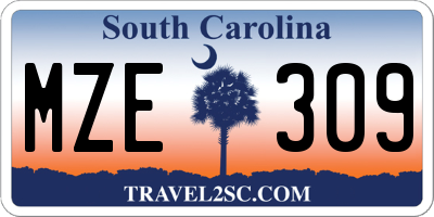 SC license plate MZE309