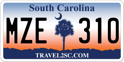 SC license plate MZE310