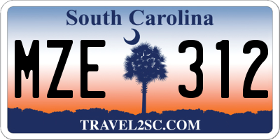 SC license plate MZE312