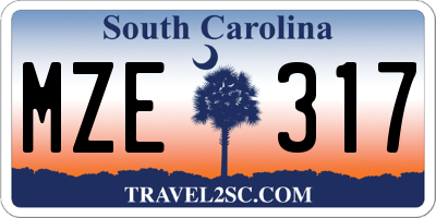 SC license plate MZE317
