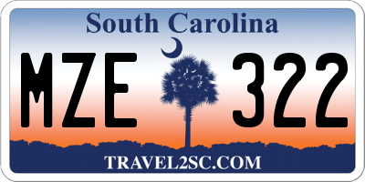 SC license plate MZE322