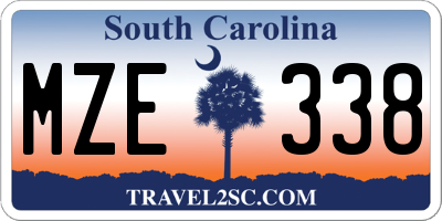 SC license plate MZE338