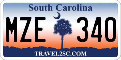 SC license plate MZE340
