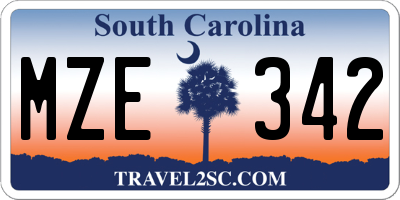SC license plate MZE342