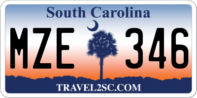 SC license plate MZE346