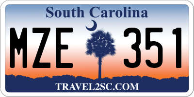 SC license plate MZE351