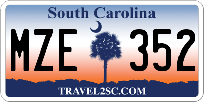SC license plate MZE352