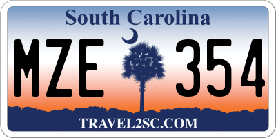 SC license plate MZE354