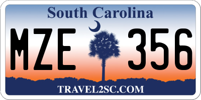 SC license plate MZE356